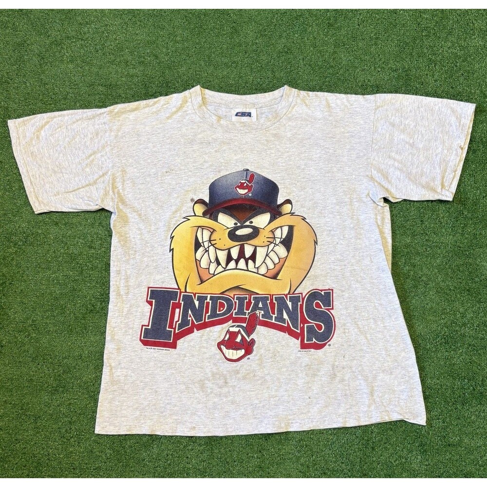 Vintage Cleveland Indians Shirt Men’s Large Tazmanian Devil Looney Tunes CSA Tag